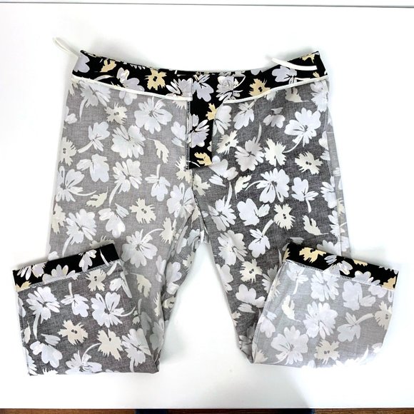 New Saks Fifth Avenue Sport Black Floral Stretch Cotton Cropped Pants Sz 14 - Picture 14 of 16